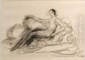 Jeune Femme Assise Sur Un Sofa by Pierre Laprade