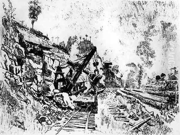 The Cut at Bas Obispo, plate XI from The Panama Canal by Joseph Pennell, 1912 - view 1