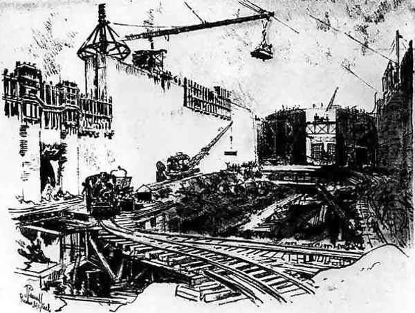 The Walls of Pedron Miguel, plate XX from The Panama Canal by Joseph Pennell, 1912 - view 1