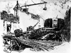 The Walls of Pedron Miguel, plate XX from The Panama Canal by Joseph Pennell, 1912 by Joseph Pennell