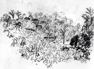 The American Village, plate X from The Panama Canal by Joseph Pennell, 1912 The American Village, plate X from The Panama Canal by Joseph Pennell, 1912