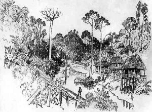 The Native Village, plate IX from The Panama Canal by Joseph Pennell, 1912 by Joseph Pennell