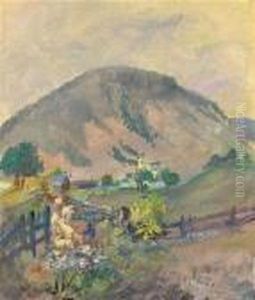 Shepherd With His Flock On The Way To The Village by Oskar Laske