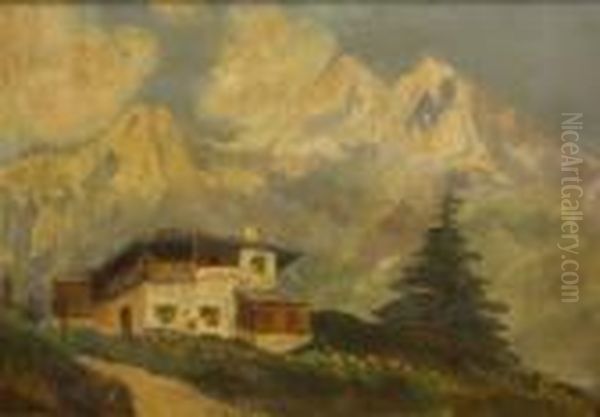 Alpine Scene With Chalet - view 1