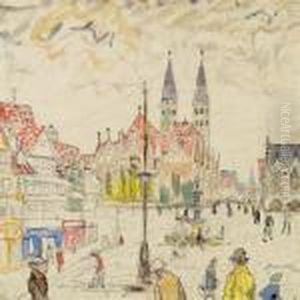 Altstadter Rathaus In Braunschweig
 Mischtechnik Auf Papier by Oskar Laske