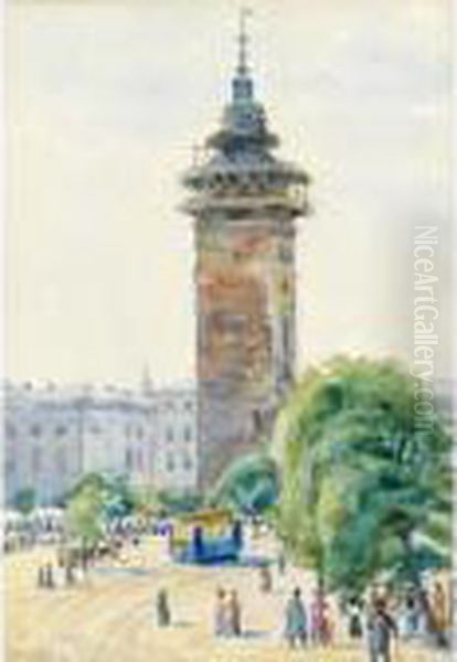 A Town View With A Tram And A Tower - view 1