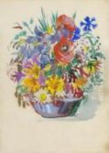 Blumenstillleben. by Oskar Laske