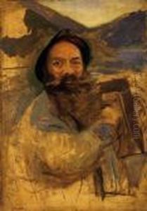 Playing On The Accordion by Philip Alexius De Laszlo