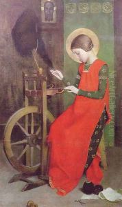St Elizabeth of Hungary Spinning for the Poor by Marianne Preindelsberger Stokes