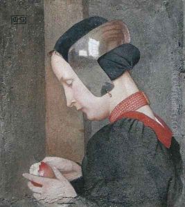 Portrait of a Lady Peeling an Apple by Marianne Preindelsberger Stokes
