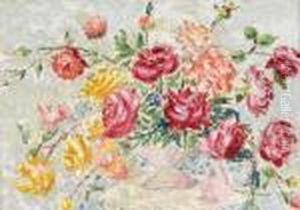 Bouquet De Roses Dans Un Vase by Achille Lauge