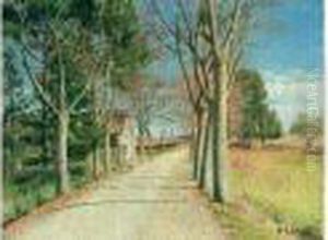 ?allee D'arbres En Automne? by Achille Lauge