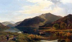 Cattle By A Lake by Sidney Richard Percy