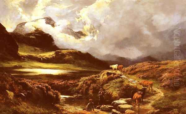 Cattle and Drovers on a Path, Styhead Pass, Cumberland - view 1
