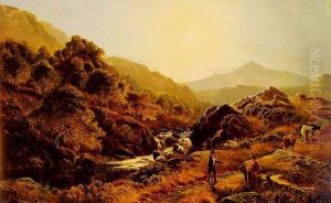 Figures On A Path By A Rocky Stream by Sidney Richard Percy