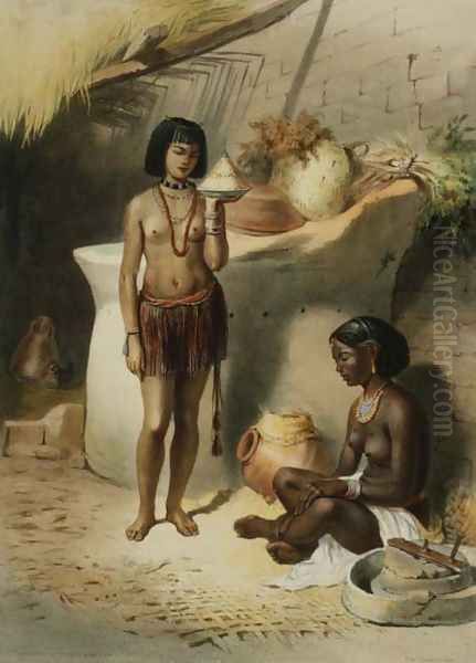 Nubian Women from the Kanoosee Tribe, Philae, illustration from The Valley of the Nile, engraved by Eugene Le Roux 1807-63 pub. by Lemercier, 1848 - view 1