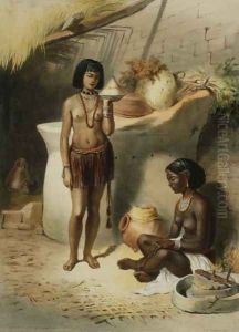 Nubian Women from the Kanoosee Tribe, Philae, illustration from The Valley of the Nile, engraved by Eugene Le Roux 1807-63 pub. by Lemercier, 1848 by Emile Prisse d'Avennes