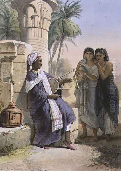 A Berber Playing the Kissar to Women of the Same Tribe, illustration from The Valley of the Nile, engraved by Eugene Le Roux 1807-63 pub. by Lemercier, 1848 - view 1