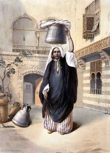 Young Arab Girl Returning from the Hammam in Cairo, illustration from The Valley of the Nile, engraved by Emile Desmaisons 1812-80 pub. by Lemercier, 1848 by Emile Prisse d'Avennes