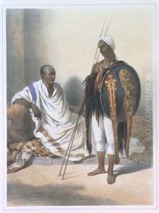 Abyssinian Priest and Warrior, illustration from The Valley of the Nile, engraved by Lemoine, pub. by Lemercier, 1848 thumbnail
