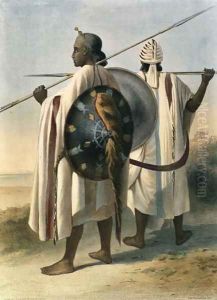 Abyssinian Warriors, illustration from The Valley of the Nile, engraved by Eugene Le Roux 1807-63 pub. by Lemercier, 1848 by Emile Prisse d'Avennes