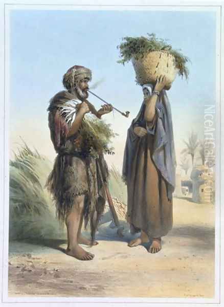 Fellah Man and Woman, illustration from The Valley of the Nile, engraved by Mouilleron, pub. by Lemercier, 1848 - view 1