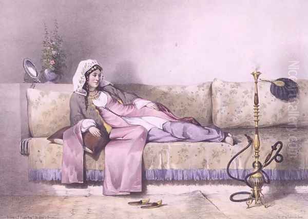 Egyptian Woman in a Harem in Cairo, illustration from The Valley of the Nile engraved by Bureau, pub. by Lemercier, 1848 - view 1