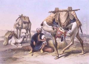 Camels Resting in the Sherkiyeh, Land of Goshen, illustration from The Valley of the Nile, engraved by Lehnert, pub. by Lemercier, 1848 by Emile Prisse d'Avennes