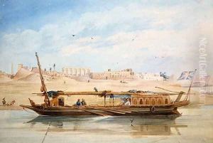 Kanga on the Nile at Luxor by Emile Prisse d'Avennes