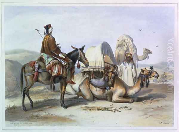 Kafila with a Camel Bearing a Hodesh, illustration from The Valley of the Nile, engraved by Lehnert, pub. by Lemercier, 1848 - view 1