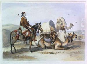 Kafila with a Camel Bearing a Hodesh, illustration from The Valley of the Nile, engraved by Lehnert, pub. by Lemercier, 1848 by Emile Prisse d'Avennes