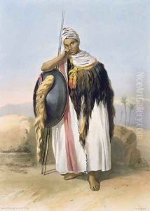 Warrior from Amhara, Ethiopia, illustration from The Valley of the Nile, engraved by Adolphe Rouargue 1810-p.1870 pub. by Lemercier, 1848 by Emile Prisse d'Avennes