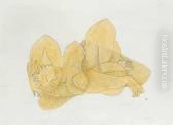 Femme Endormie, 1949, Monogrammiert Hl, Aquarell, Bleistift - view 1