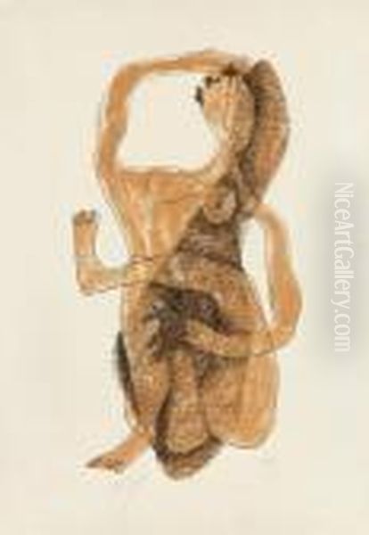 Femme Assise A La Jambe Levee. Vers 1950. - view 1