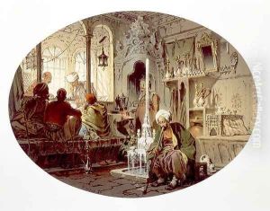 Ottoman Coffee House, 1862 by Amadeo Preziosi