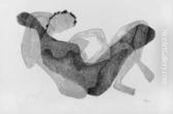 Femme Allongee Au Bras Leve - view 1