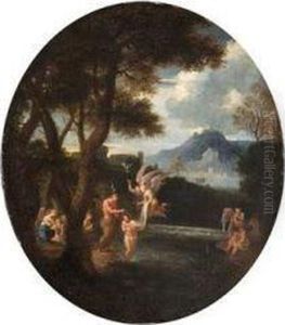 Die Taufe Christi by Cirlce Of Filippo Lauri