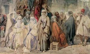 Figures in the Bazaar, Constantinople by Amadeo Preziosi