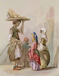 A pot seller, c.1855 by Amadeo Preziosi