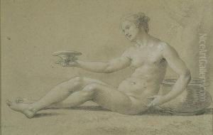 A Seated Female Nude With A Saucer by Cirlce Of Filippo Lauri