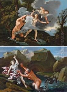 Alfeo E Aretusa; Glauco E Scilla by Cirlce Of Filippo Lauri