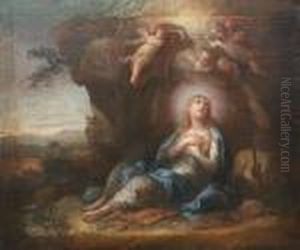Depictingmary Magdalene With Cherubs In A Landscape