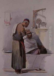 A Barber, c.1855 by Amadeo Preziosi