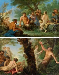 Due Scene Mitologiche: La Contesa Fra Apollo E Il Satiro Marsia; Apollo Scuoia Marsia by Cirlce Of Filippo Lauri