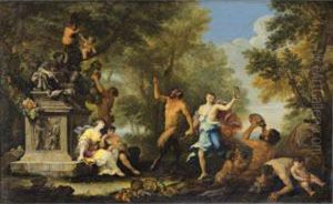 Appartenant A Une Collection 
Particuliere
 

 
 
 

 
 Bacchanale Avec Offrande A La Statue Du Dieu Pan [ ; 
Bacchanale Offering Various Goods To Pan Statue ; Signed And Dated Lower
 Left, On The Monument, Fili by Cirlce Of Filippo Lauri