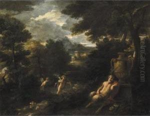 Fauno E Amorini In Un Paesaggio
