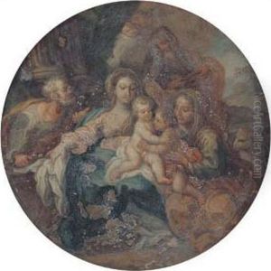 The Holy Family With Saints Elizabeth, Zacharias And The Infantsaint John The Baptist by Cirlce Of Filippo Lauri
