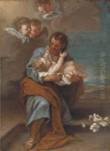 Saint Joseph And The Infant Christ With Cherubim