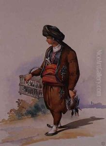 A Duck Seller, c.1855 by Amadeo Preziosi