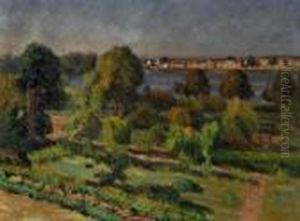 Jardins En Bord De Seine by Louis Alphonse Abel Lauvray